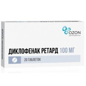 ДИКЛОФЕНАК РЕТАРД 100МГ. №20 ТАБ.КШ/РАСТВ. ПРОЛОНГ. ВЫСВ. П/П/О /ОЗОН/ ДИКЛОФЕНАК РЕТАРД 100МГ. №20 ТАБ.КШ/РАСТВ. ПРОЛОНГ. ВЫСВ. П/П/О /ОЗОН/