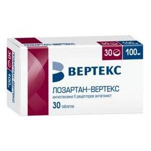 ЛОЗАРТАН-ВЕРТЕКС 100МГ. №30 ТАБ. П/П/О /ВЕРТЕКС/