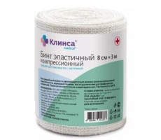 КЛИНСА БИНТ ЭЛАСТ. КОМПРЕС. СР 8Х300СМ (ЗАСТЕЖКА)