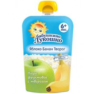 Б.ЛУКОШКО ПЮРЕ 90Г. ТВОРОГ+ЯБЛОКО+БАНАН ПАУЧ 6+МЕС. Б.ЛУКОШКО ПЮРЕ 90Г. ТВОРОГ+ЯБЛОКО+БАНАН ПАУЧ 6+МЕС.