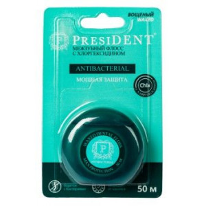 ПРЕЗИДЕНТ ЗУБ.НИТЬ ФЛОСС А/БАКТЕР. ВОЩ. ХЛОРГЕКСИДИН 50М. [PRESIDENT]
