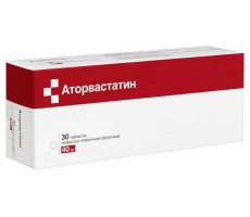АТОРВАСТАТИН 40МГ. №30 ТАБ. П/П/О /СИТИФАРМ/БИОХИМИК/