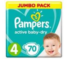 ПАМПЕРС ПОДГУЗН. АКТИВ БЕБИ ДРАЙ 4 МАКСИ 9-14КГ №70 [PAMPERS]